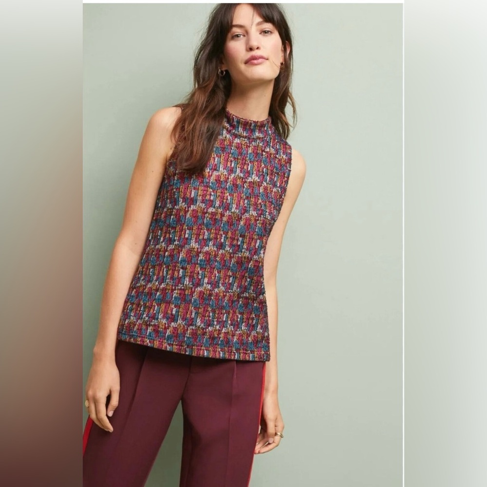 Anthropologie Colorful Patterned Sleeveless Blouse